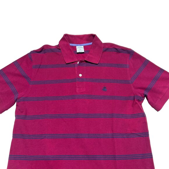 Brooks Brothers Performance Polo Shirt Mens XL Burgundy Striped Slim Fit Casual - Picture 2 of 7